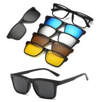 Óculos De Sol Com Armação De Grau Clip On 6 Em 1 Polarizado