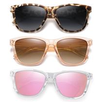 Óculos de sol DANAMY 54 mm polarizados UV400 femininos rosa leopardo