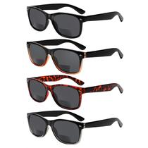 Óculos de sol de leitura bifocal Sumkyle Grey Lens, pacote com 4
