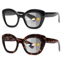 Óculos de sol de leitura JM Photochromic Cat Eye Women +2,25, pacote com 2