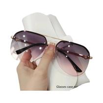 Óculos de sol de metal meia armação feminina, óculos duplos clássicos, moda exterior, novos Óculos de sol de metal meia armação feminina, óculos duplos clássicos, moda exterior, novos