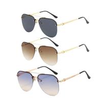 Óculos de sol de metal meia armação feminina, óculos duplos clássicos, moda exterior, novos