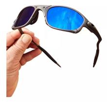 Oculos De Sol Doublex Azul Escuro Juliet Polarizado Tamanho Maior X-Metal Lupa Pinada Mandrake Vilão - TOPLUPAS