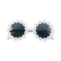 Óculos De Sol Em Forma De Flor Margarida Para Meninas, Armação Redonda, Óculos Fofos Para Festas De