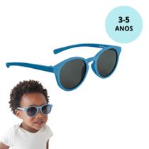 Óculos de Sol Escuro Infantil Bebê Buba Retrô Azul Redondo Masculino Menino 3 a 5 anos Criança