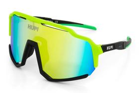 Óculos de Sol Esportivo Ciclismo HUPI Brisa Preto e Verde Lente Dourado Espelhado Unissex