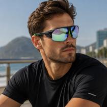 Óculos de Sol Esportivo Por Dios Modelo HP12454 - Preto - Azul Translúcido C6 Óculos de Sol Esportivo Por Dios Modelo HP12454 - Preto - Azul Translúcido C6