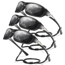 Óculos de sol esportivos Foliful Polarized UV400 Protection, pacote com 3 Óculos de sol esportivos Foliful Polarized UV400 Protection, pacote com 3