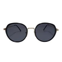 Oculos De Sol Estilo Oval Uv400 Preto Dourado