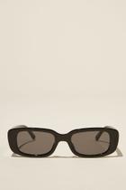 Óculos de sol estilo Sunglass retangular feminino em acetato preto