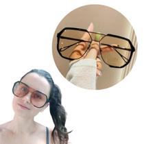 Óculos De Sol Estilo Vintage Armação Metal Grande Blogueira