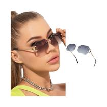 Óculos De Sol Fashion Unissex Sem Armação Em Formato Octogonal Com Lentes Pretas Óculos De Sol Fashion Unissex Sem Armação Em Formato Octogonal Com Lentes Pretas