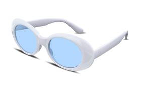 Óculos de sol FEISEDY Clout Goggles ovais brancos para mulheres e homens