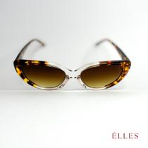 Óculos de Sol Femenino Transparente com Estampa de Onça