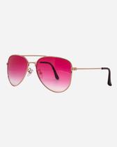 Óculos De Sol Feminino Aviador Armação Metal Lente Proteção Uv400 Vermelho Degradê - Palas EyeWear