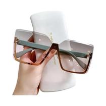 Óculos de Sol Feminino de Metal - Meia Armação, Anti-UV, Estilo Europeu