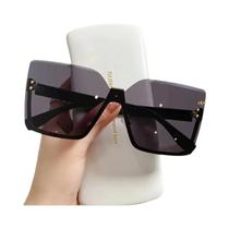 Óculos de Sol Feminino de Metal - Meia Armação, Anti-UV, Estilo Europeu