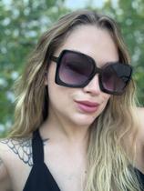 Óculos de Sol Feminino Elegante Grande Robusto Sofisticado Cara de Rica Uv400 - Estojo e Flanela