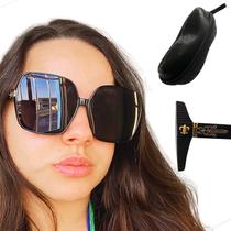 Oculos de Sol Feminino Escuro Quadrado Com Estojo + Lenço