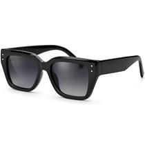 Óculos de Sol Feminino Formato Quadrado Cor Preto Lente Com Proteção UV400 Filtro Polarizado Visão Confortável Casual Tendência Village Heaven 6160