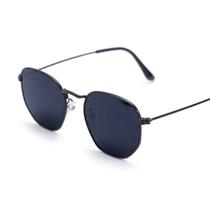 Óculos De Sol Feminino hexagonal escuro preto prata dourado proteção uv envio hoje