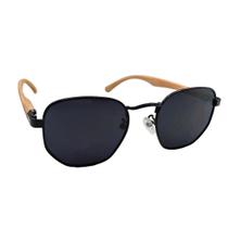 Óculos De Sol feminino Hexagonal madeira Classico Bloguer Grande Retrô