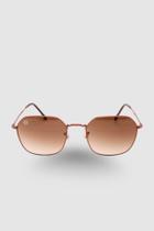 Óculos de Sol Feminino Hexagonal Metal Bronze