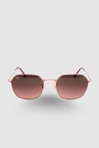 Óculos de Sol Feminino Hexagonal Metal Rose