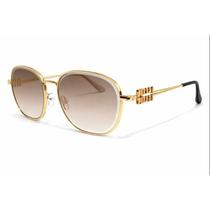 Óculos de Sol Feminino Luxo Armação Metal Detalhe Miumiu Cor:DouradoTamanho:Único