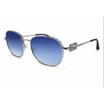 Óculos de Sol Feminino Luxo Armação Metal Detalhe Miumiu Cor:MarromTamanho:Único