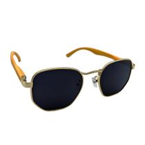 Óculos De Sol feminino madeira Hexagonal Vintage Bloguer Grande Retrô