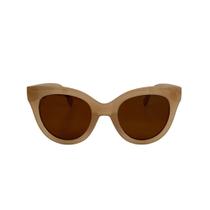 Óculos de sol feminino Malcô redondo nude com lentes marrom total Óculos de sol feminino Malcô redondo nude com lentes marrom total