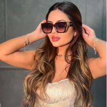 Óculos de Sol Feminino Mari Marrom Dourado Lê Belle Óculos de Sol Feminino Mari Marrom Dourado Lê Belle