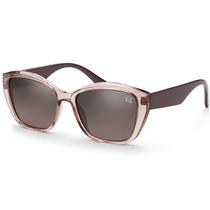 Óculos de Sol Feminino Marrom Redondo Moderno Elegante Lente Polarizada Com Proteção UV400 Visão Confortável Village Heaven 6313 C2