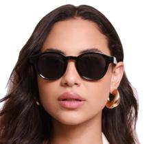 Óculos De Sol Feminino Masculino Redondo Polarizado UV400 Premium Vintage Preto