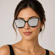 Óculos De Sol Feminino Moda Vintage Retrô Lançamento + Case Espelhado Espelhado