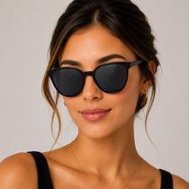 Óculos De Sol Feminino Moda Vintage Retrô Lançamento + Case Preto Preto Óculos De Sol Feminino Moda Vintage Retrô Lançamento + Case Preto Preto