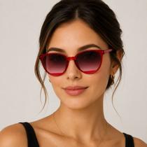 Óculos De Sol Feminino Moda Vintage Retrô Lançamento + Case Vermelho Vermelho