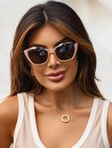 Óculos de sol Feminino modelo gatinho com proteção UV 400 cor marrom e tigrado