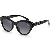 Óculos de Sol Feminino Original Polarizado UV400 Redondo Preto Grande Lançamento Óculos de Sol Feminino Original Polarizado UV400 Redondo Preto Grande Lançamento