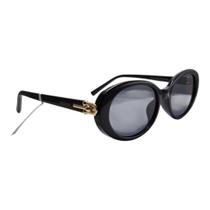 Óculos de Sol Feminino Oval Preto Brilhante Elegância e Proteção UV TRI3645 C1 Óculos de Sol Feminino Oval Preto Brilhante Elegância e Proteção UV TRI3645 C1
