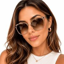 Óculos De Sol Feminino Oversized Quadrado Com Proteção Uv400 Marrom