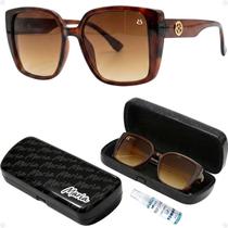 Oculos de Sol Feminino Protecao UV Luxo Blogueira + Case Policarbonato social presente casual original quadrado uv400