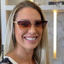 Óculos de Sol Feminino Quadrado Gateado Rimless Metal Mackage