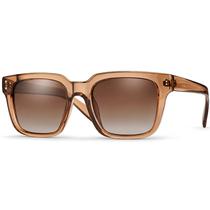 Óculos de Sol Feminino Quadrado Grande Marrom Transparente Polarizado UV400 Village Heaven 2876