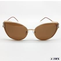 Óculos De Sol Feminino Redondo Dourado Proteção UV JHV 143 Óculos De Sol Feminino Redondo Dourado Proteção UV JHV 143
