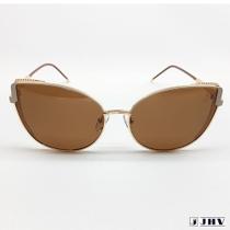 Óculos De Sol Feminino Redondo Dourado Proteção UV JHV 143