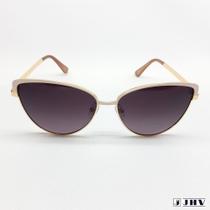 Óculos De Sol Feminino Redondo Dourado Proteção UV JHV 147