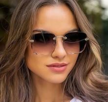 Óculos De Sol Feminino Square Quadrado Dourado s/Aro Degradê - OMG