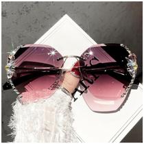 Óculos de Sol Feminino UV400 Lente Gradiente Detalhes Strass Óculos de Sol Feminino UV400 Lente Gradiente Detalhes Strass